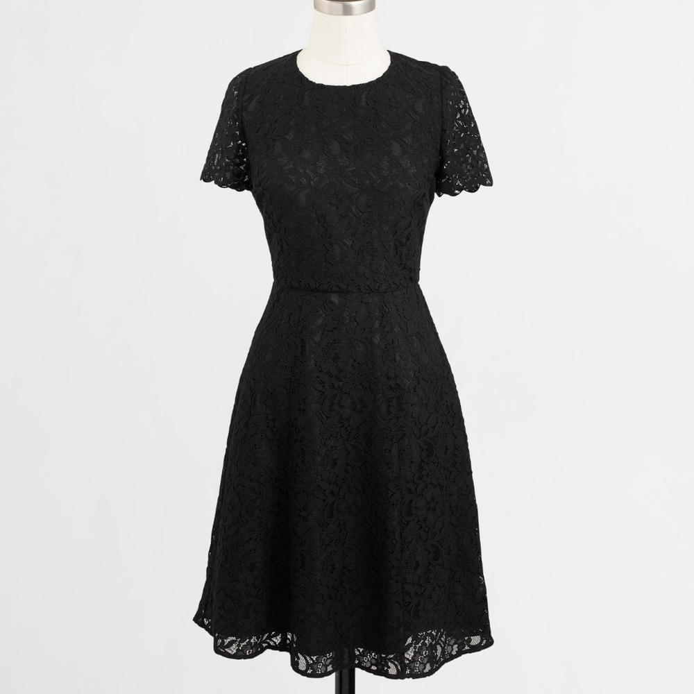 J CREW Short Sleeve Lace Dress 6 NWT $128 BLACK
